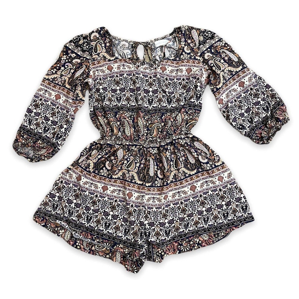 White Closet Australia Multicolor Boho Gypsy Puff Sleeve Romper Playsuit